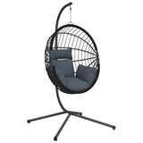 vidaXL Hanging Chair with Stand Rattan and Steel Anthracite
