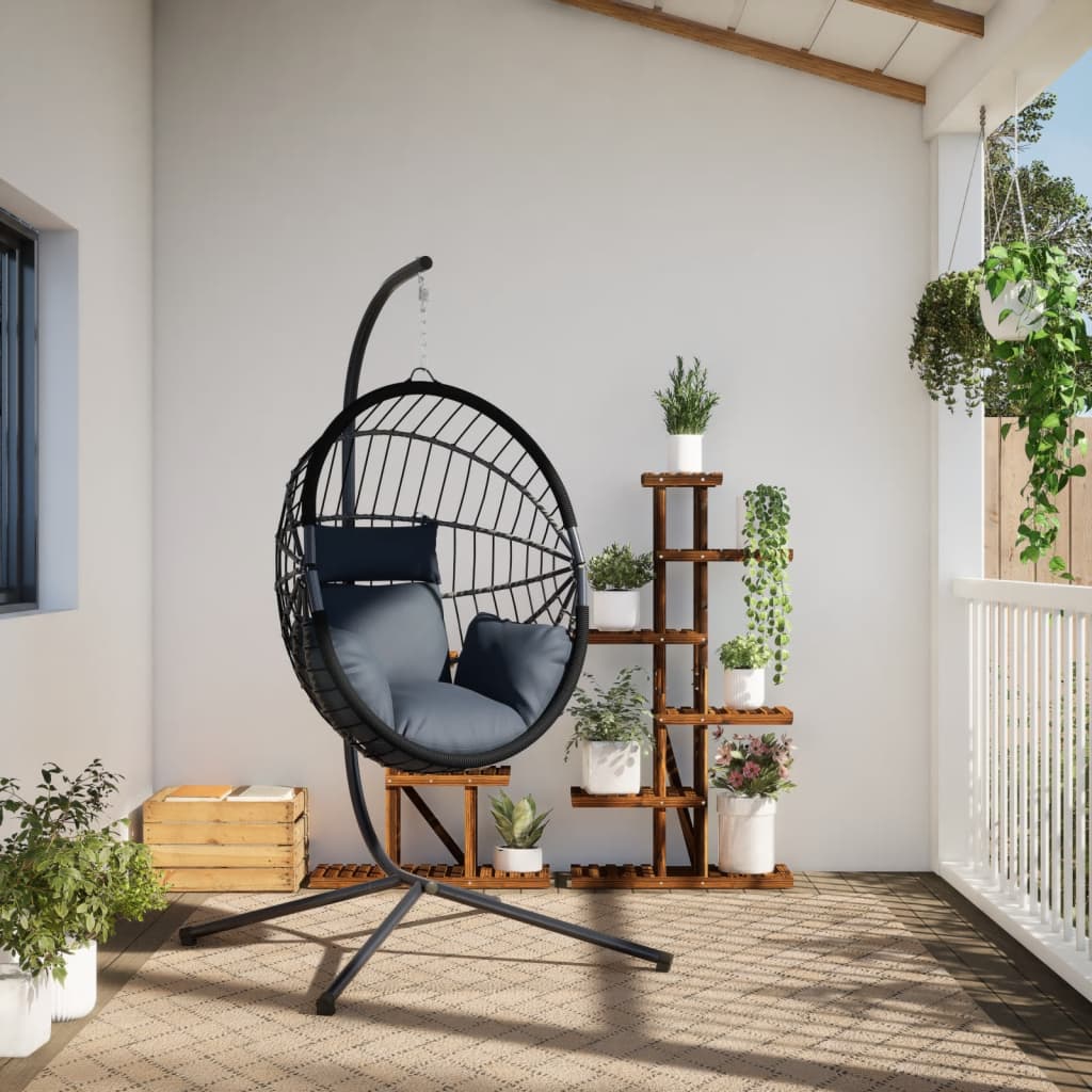 vidaXL Hanging Chair with Stand Rattan and Steel Anthracite