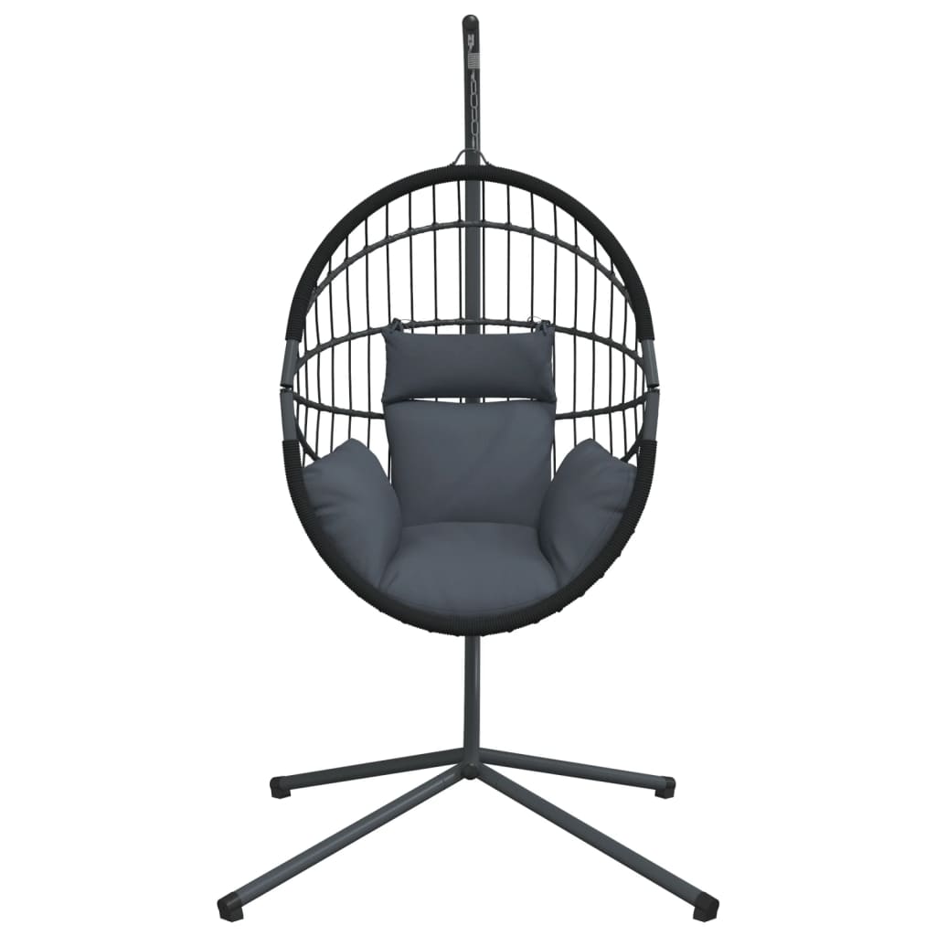 vidaXL Hanging Chair with Stand Rattan and Steel Anthracite