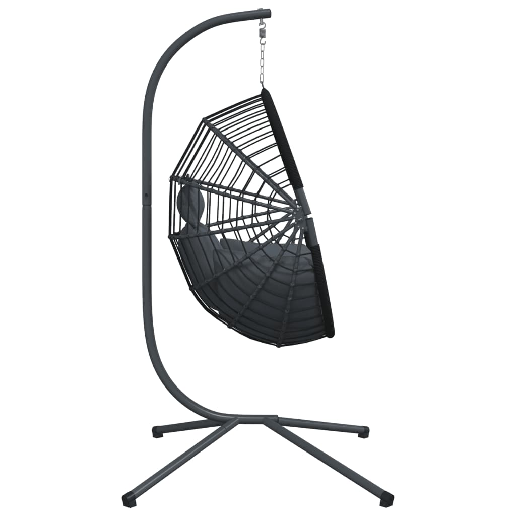 vidaXL Hanging Chair with Stand Rattan and Steel Anthracite