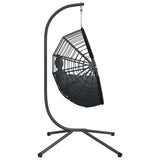 vidaXL Hanging Chair with Stand Rattan and Steel Anthracite