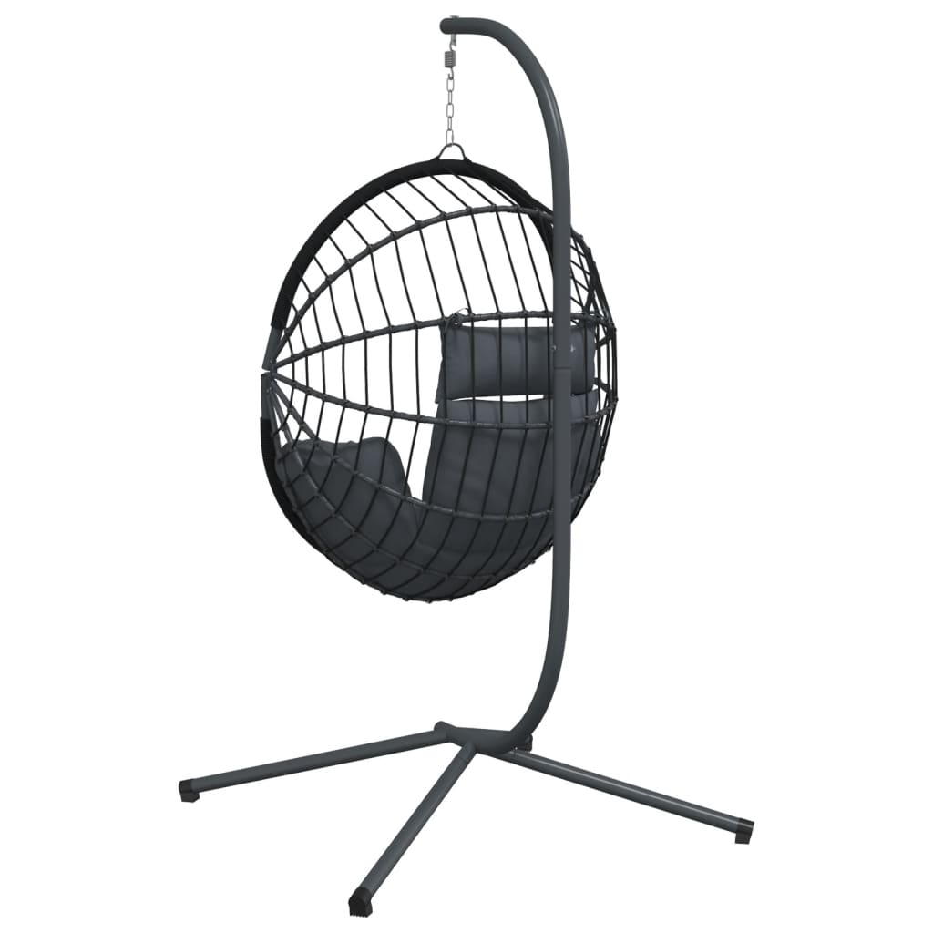 vidaXL Hanging Chair with Stand Rattan and Steel Anthracite