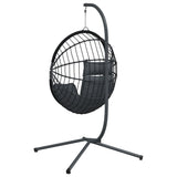 vidaXL Hanging Chair with Stand Rattan and Steel Anthracite