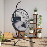 vidaXL Hanging Chair with Stand Rattan and Steel Anthracite