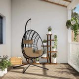 vidaXL Hanging chair with stand rattan and steel anthracite