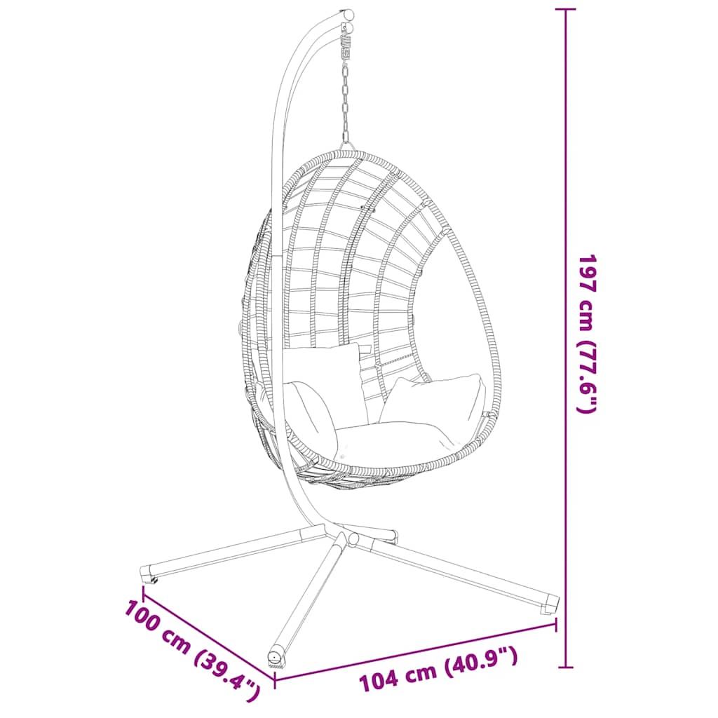 vidaXL Hangende Egg Chair standaard zonder mand antraciet staal
