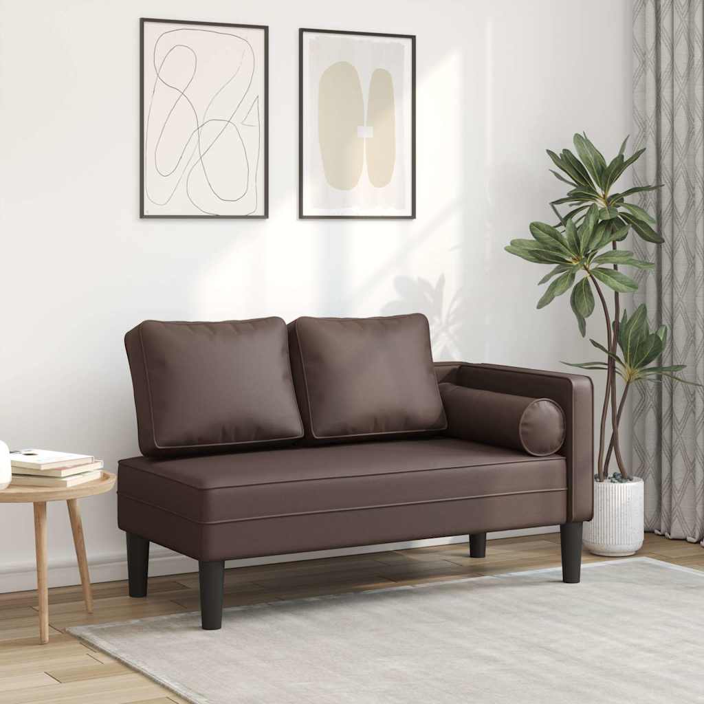 vidaXL Chaise longue met kussens kunstleer zwart