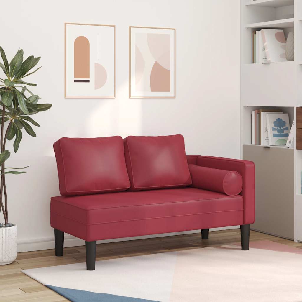 vidaXL Chaise longue met kussens kunstleer zwart