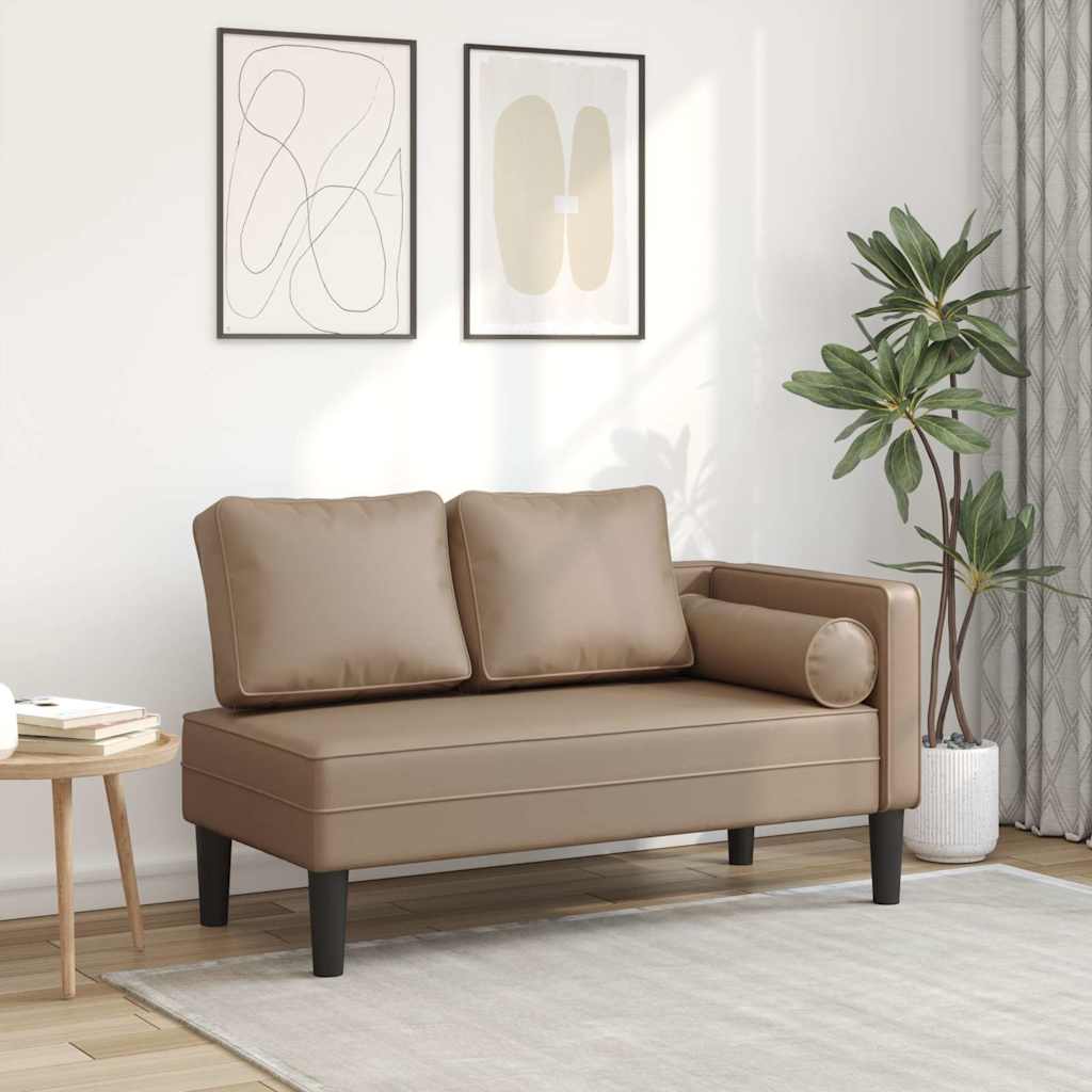 vidaXL Chaise longue met kussens kunstleer zwart
