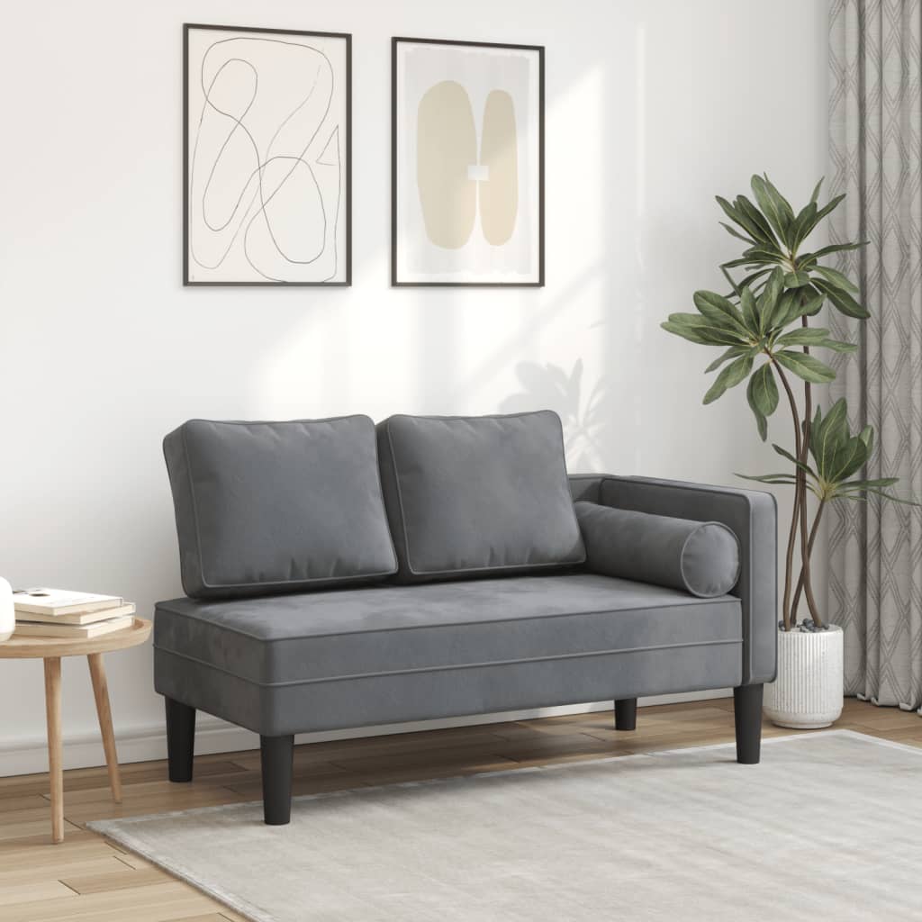 vidaXL Chaise longue met kussens fluweel blauw