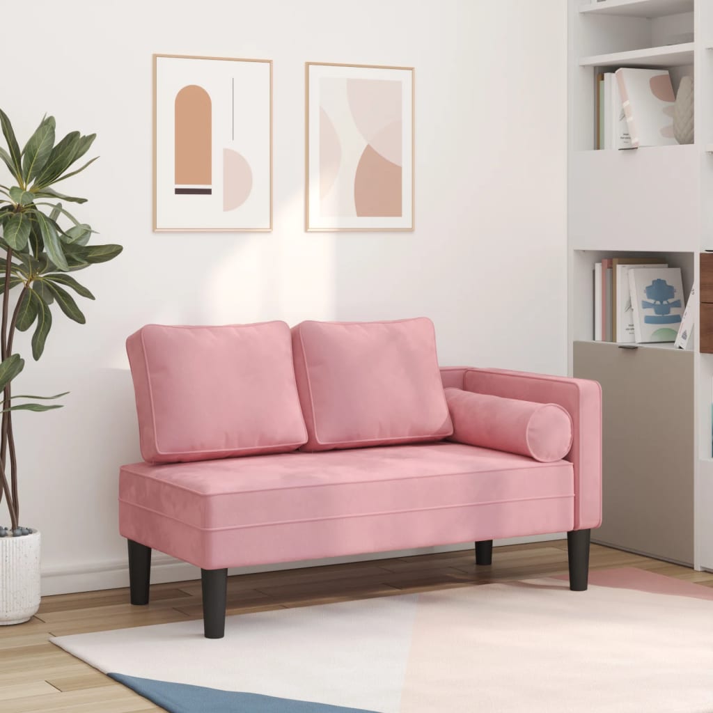 vidaXL Chaise longue met kussens fluweel blauw