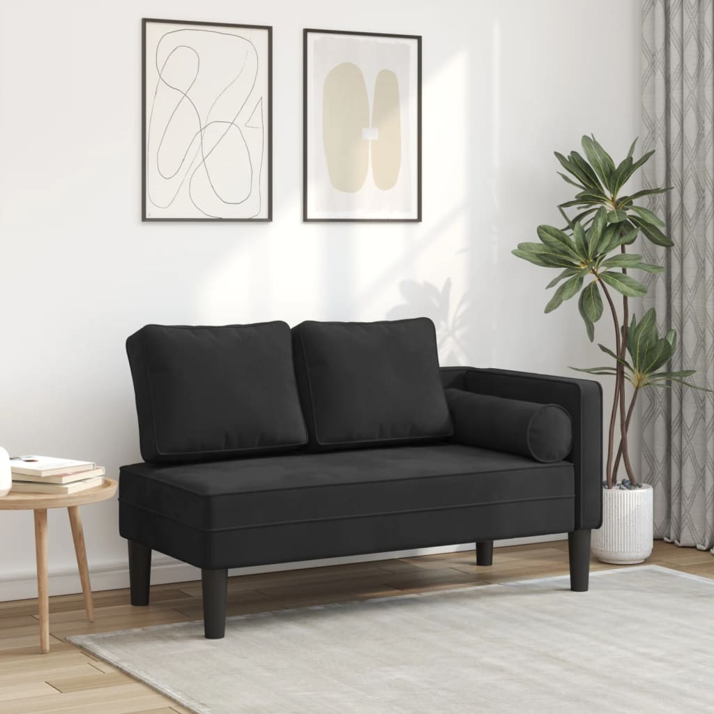 vidaXL Chaise longue met kussens fluweel blauw
