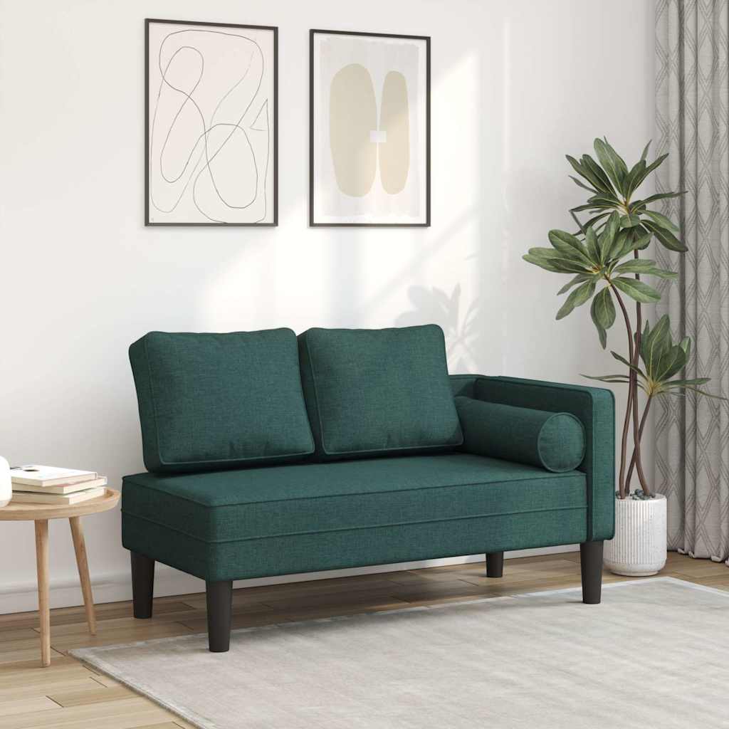 vidaXL Chaise longue met kussens stof lichtgrijs