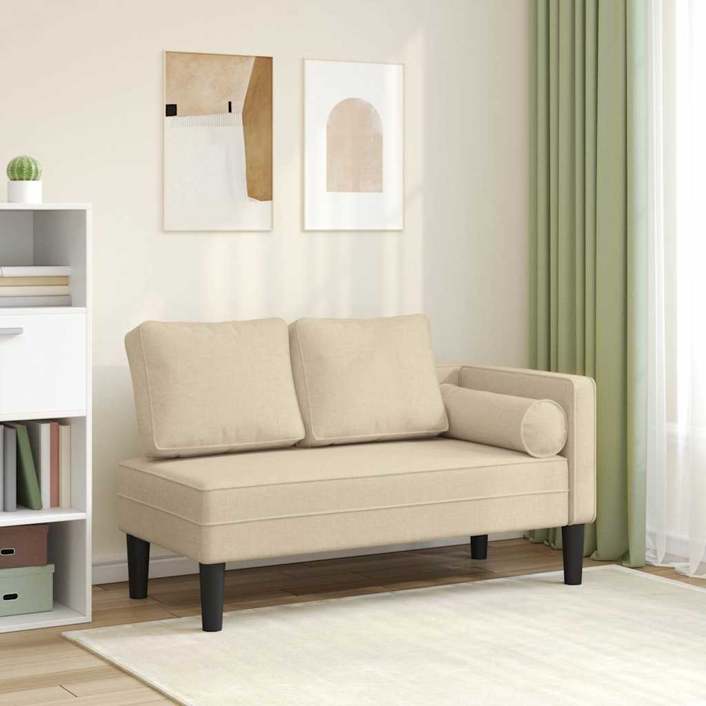 vidaXL Chaise longue met kussens stof lichtgrijs