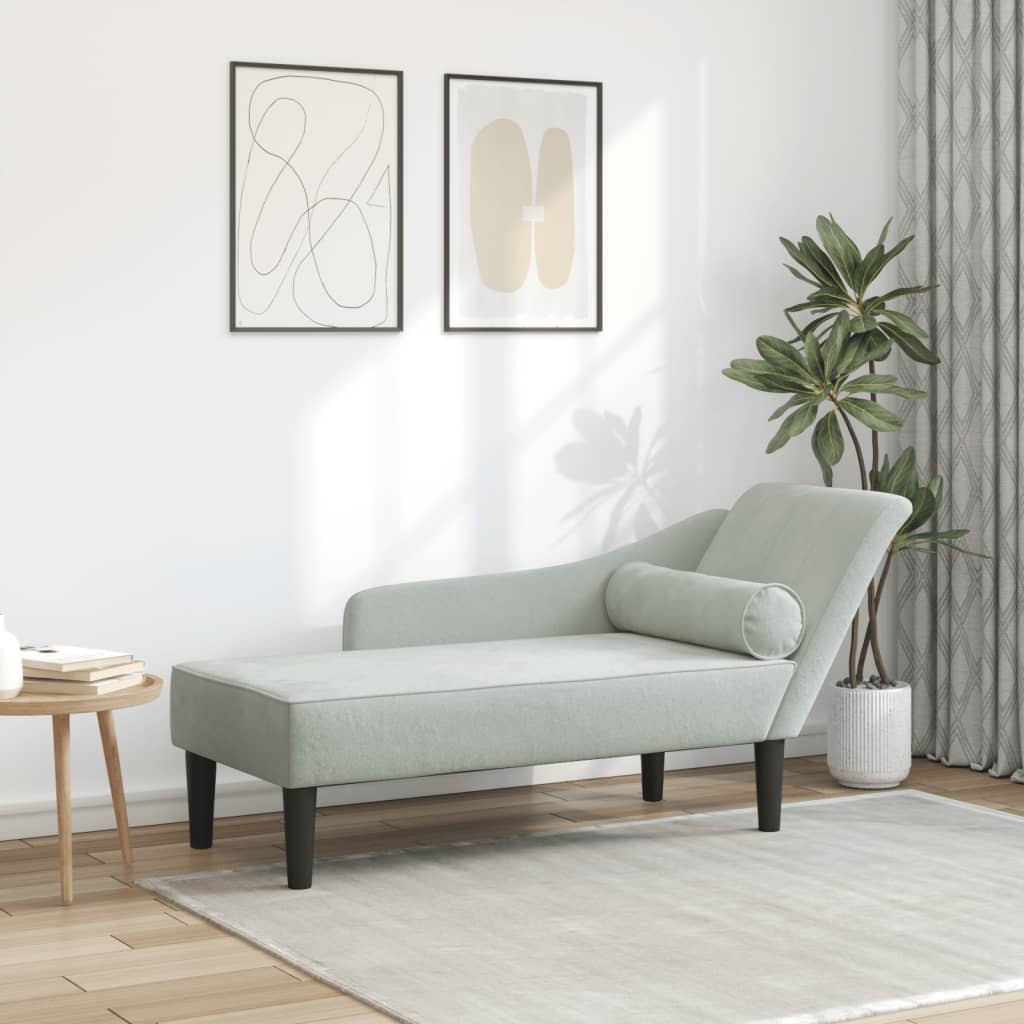 vidaXL Chaise longue met kussens fluweel blauw