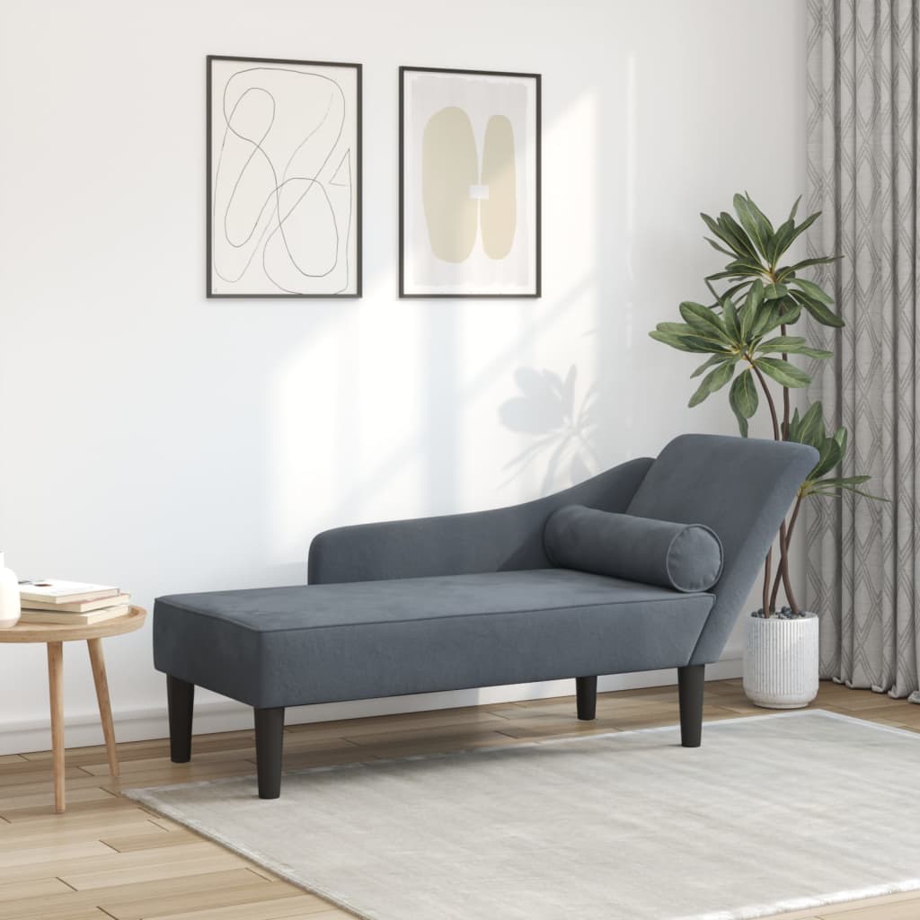 vidaXL Chaise longue met kussens fluweel blauw
