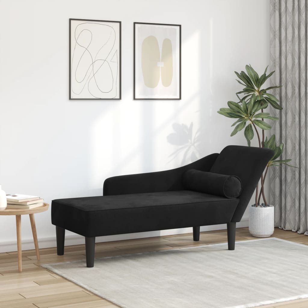 vidaXL Chaise longue met kussens fluweel blauw