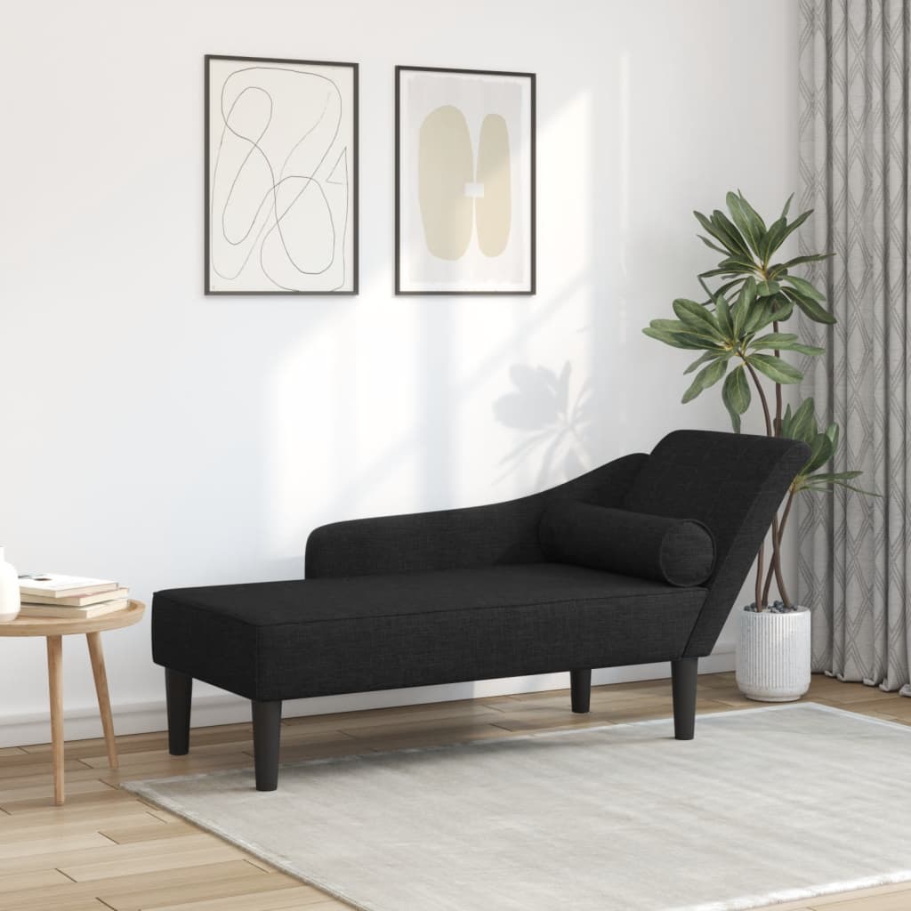 vidaXL Chaise longue met kussens stof lichtgrijs