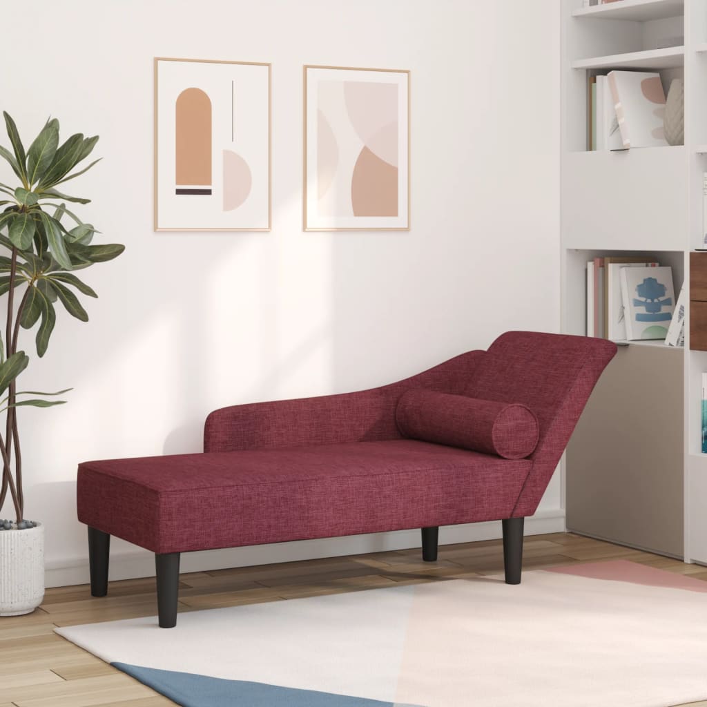 vidaXL Chaise longue met kussens stof lichtgrijs