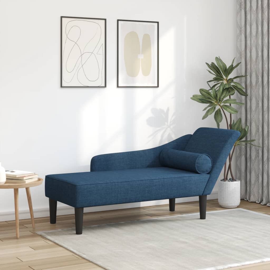 vidaXL Chaise longue met kussens stof lichtgrijs