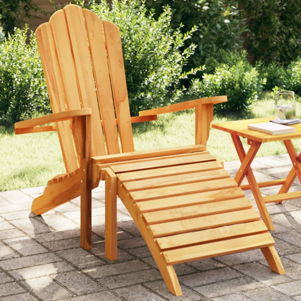 vidaXL Adirondack Garden Chair with Ottoman Solid Teak Wood
