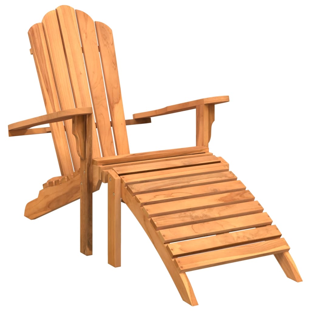 vidaXL Adirondack Garden Chair with Ottoman Solid Teak Wood