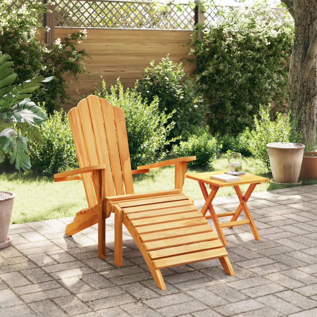 vidaXL Adirondack Garden Chair with Ottoman Solid Teak Wood