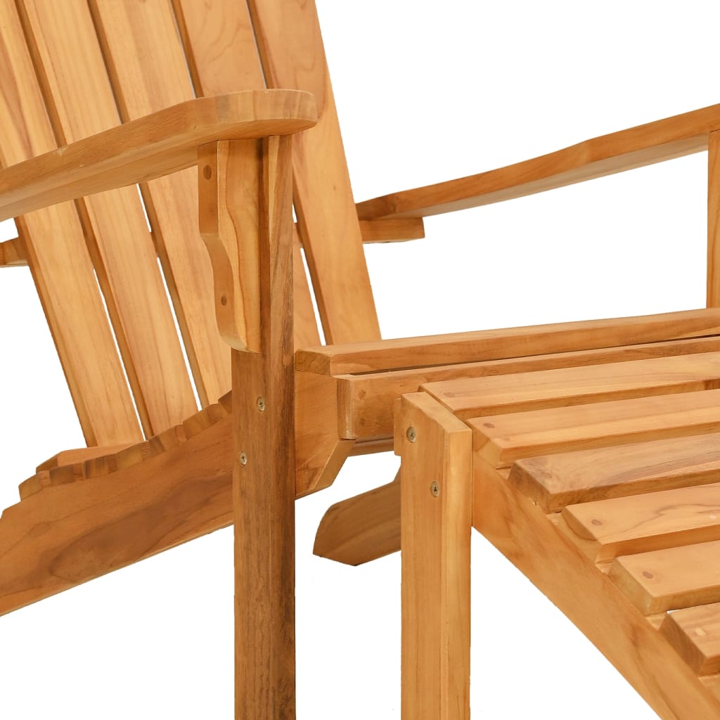vidaXL Adirondack Garden Chair with Ottoman Solid Teak Wood