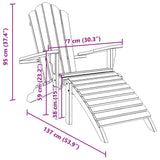 vidaXL Adirondack Garden Chair with Ottoman Solid Teak Wood