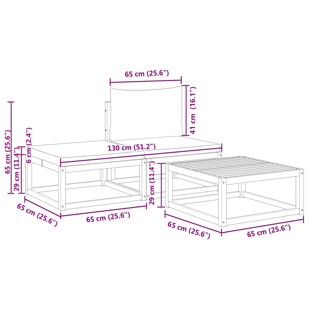 vidaXL Tuintafel 65x65x29 cm massief acaciahout