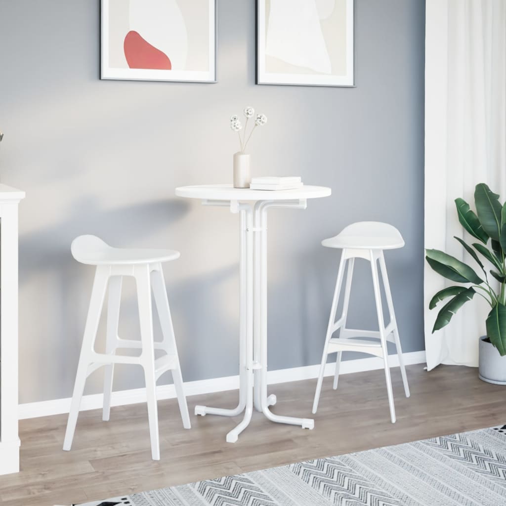 vidaXL Bartafel Ø 60x110 cm bewerkt hout en staal wit