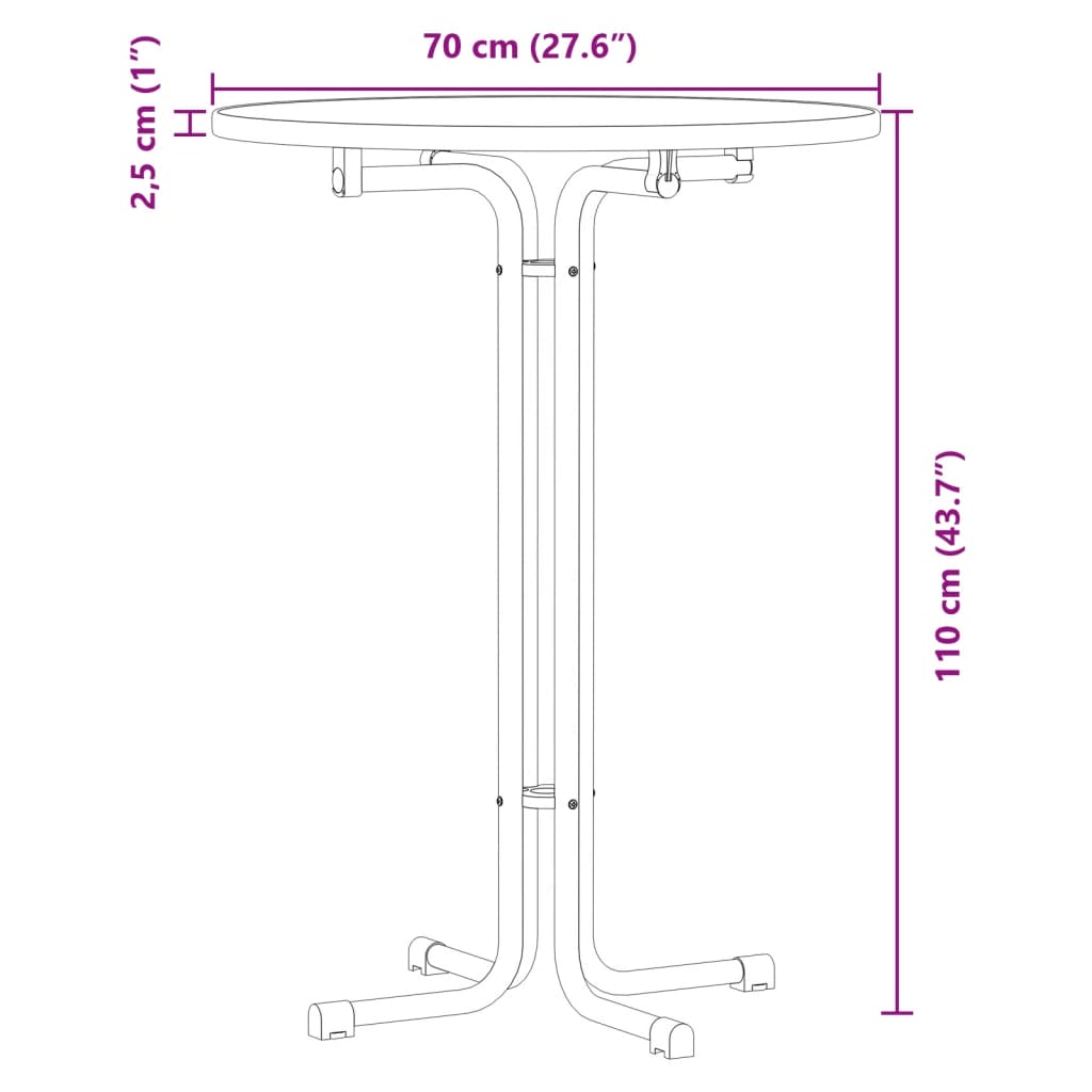 vidaXL Bartafel Ø 60x110 cm bewerkt hout en staal wit