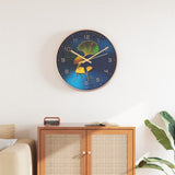 vidaXL Wandklok Ø29,5 cm polystyreen en glas goudkleurig en blauw