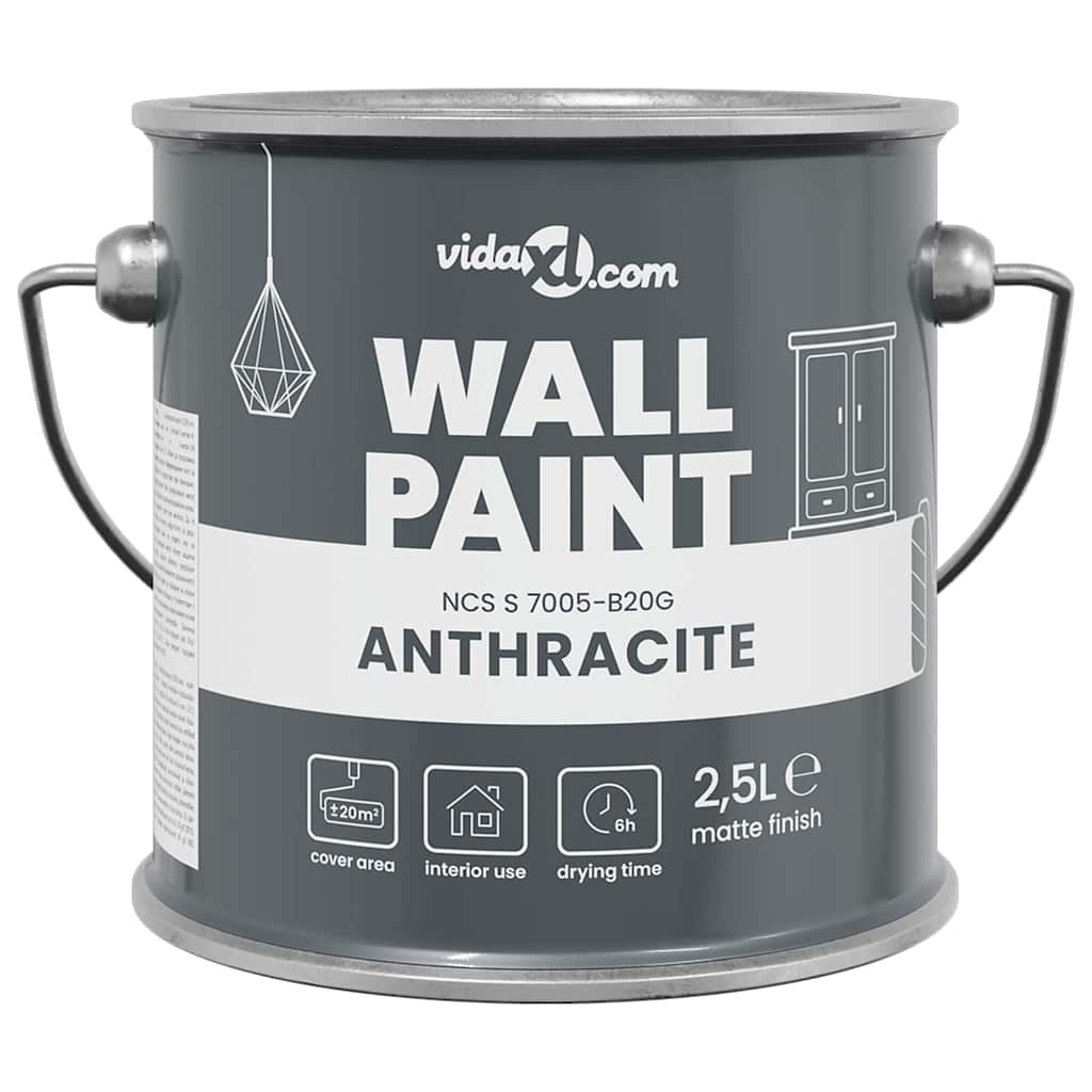 vidaXL Muurverf Grijs 2,5 L Wandprint
