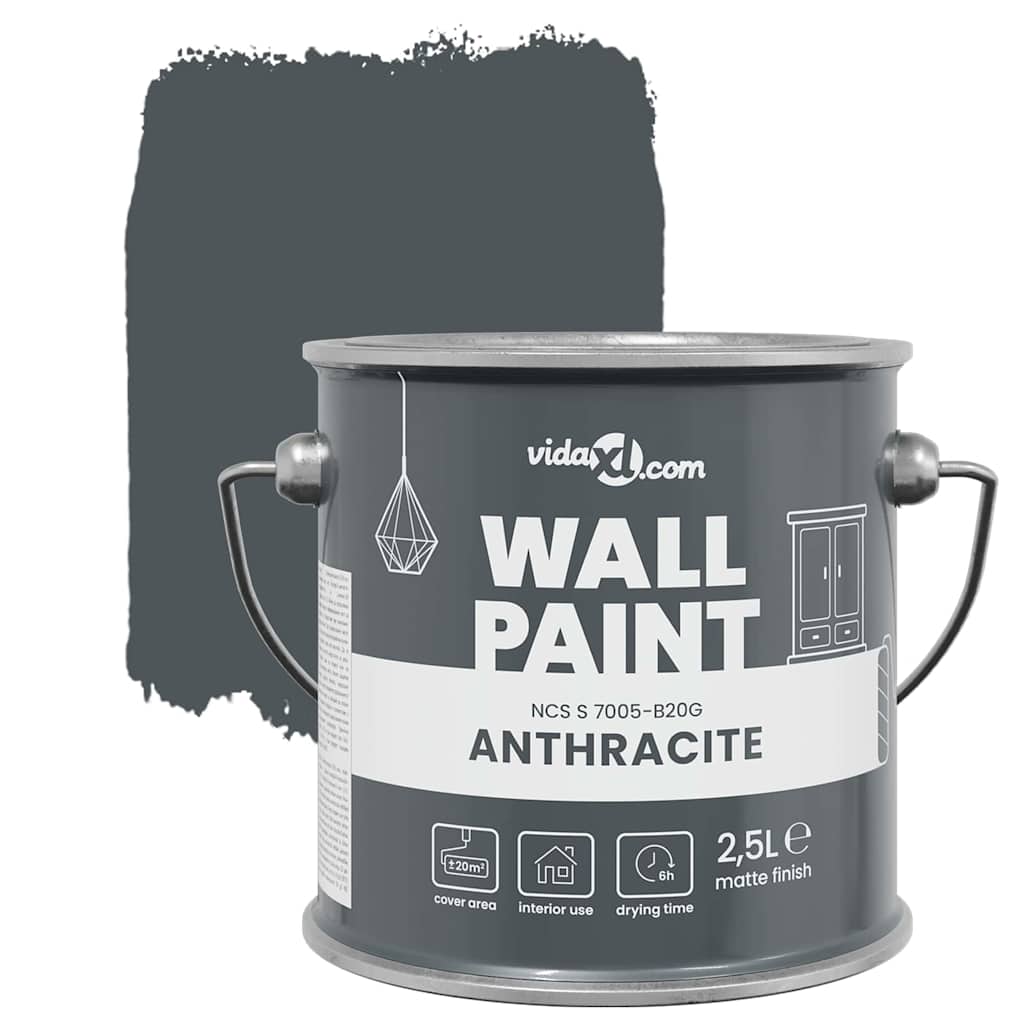 vidaXL Muurverf Grijs 2,5 L Wandprint