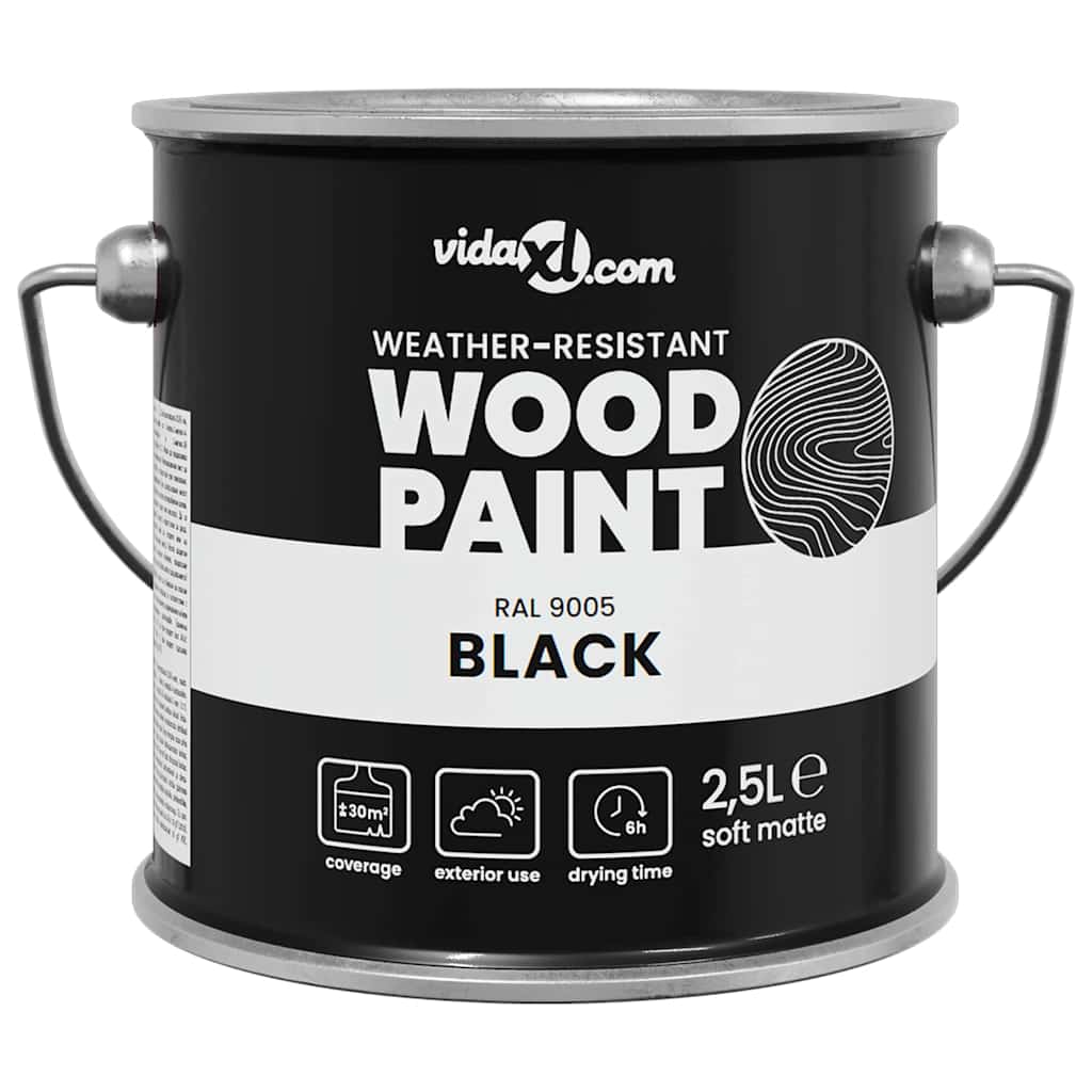 vidaXL Houtverf Zwart 2,5 L Wandprint