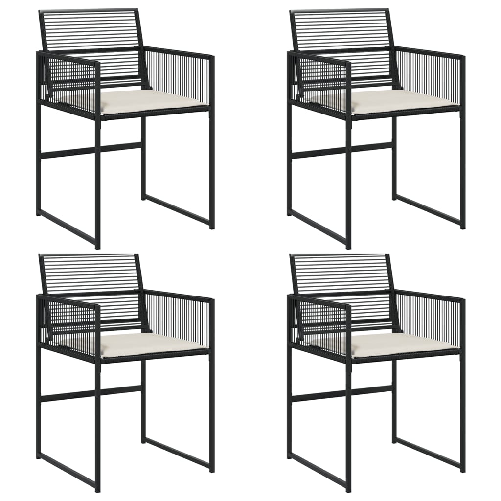 vidaXL Tuinstoelen 4 st met kussens poly rattan zwart