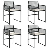 vidaXL Tuinstoelen 4 st met kussens poly rattan zwart