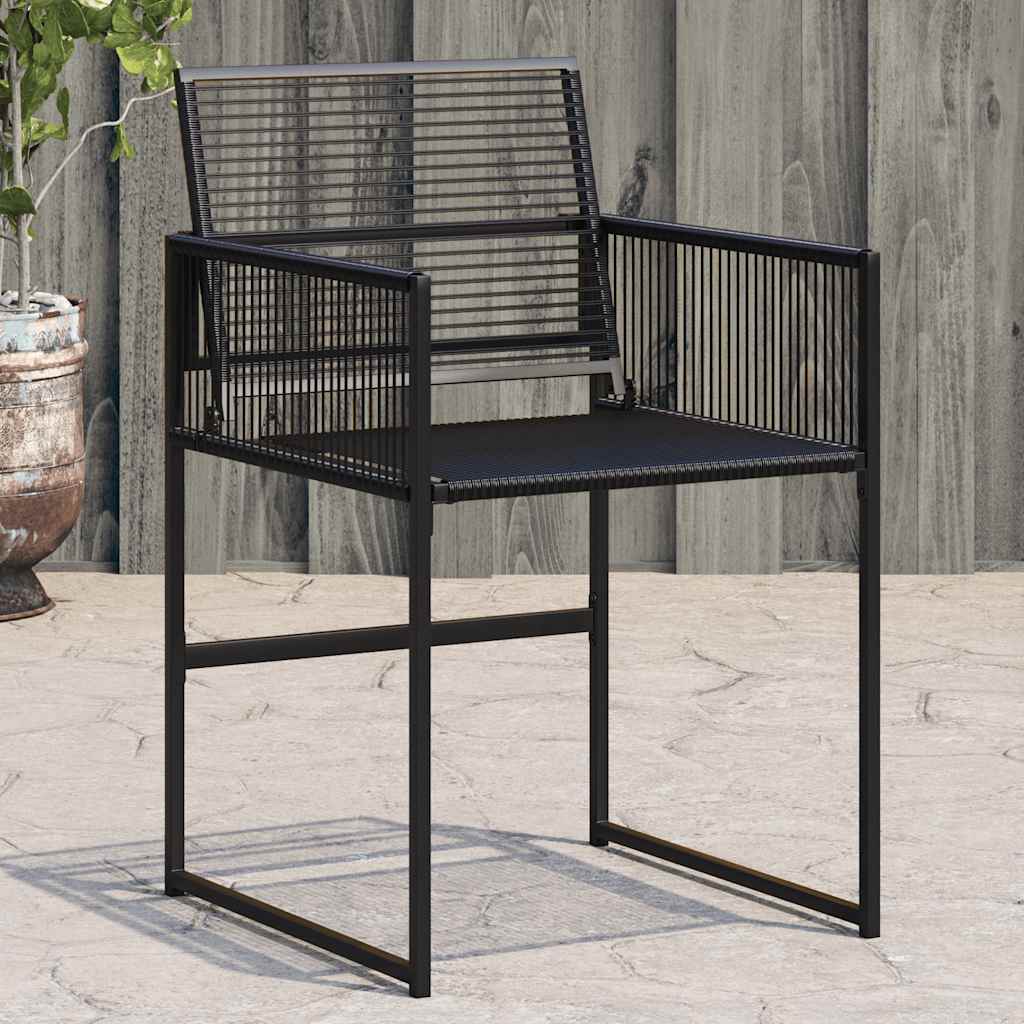 vidaXL Tuinstoelen 4 st met kussens poly rattan zwart