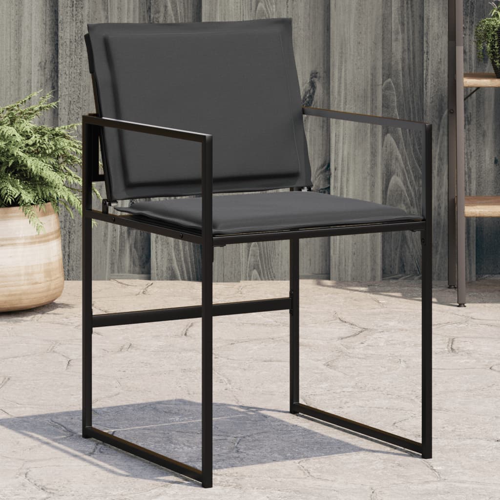 vidaXL Tuinstoelen 4 st met kussens staal en textileen zwart