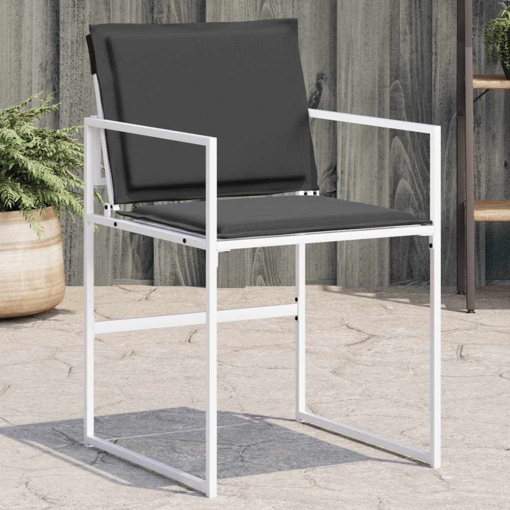 vidaXL Tuinstoelen 4 st met kussens staal en textileen zwart