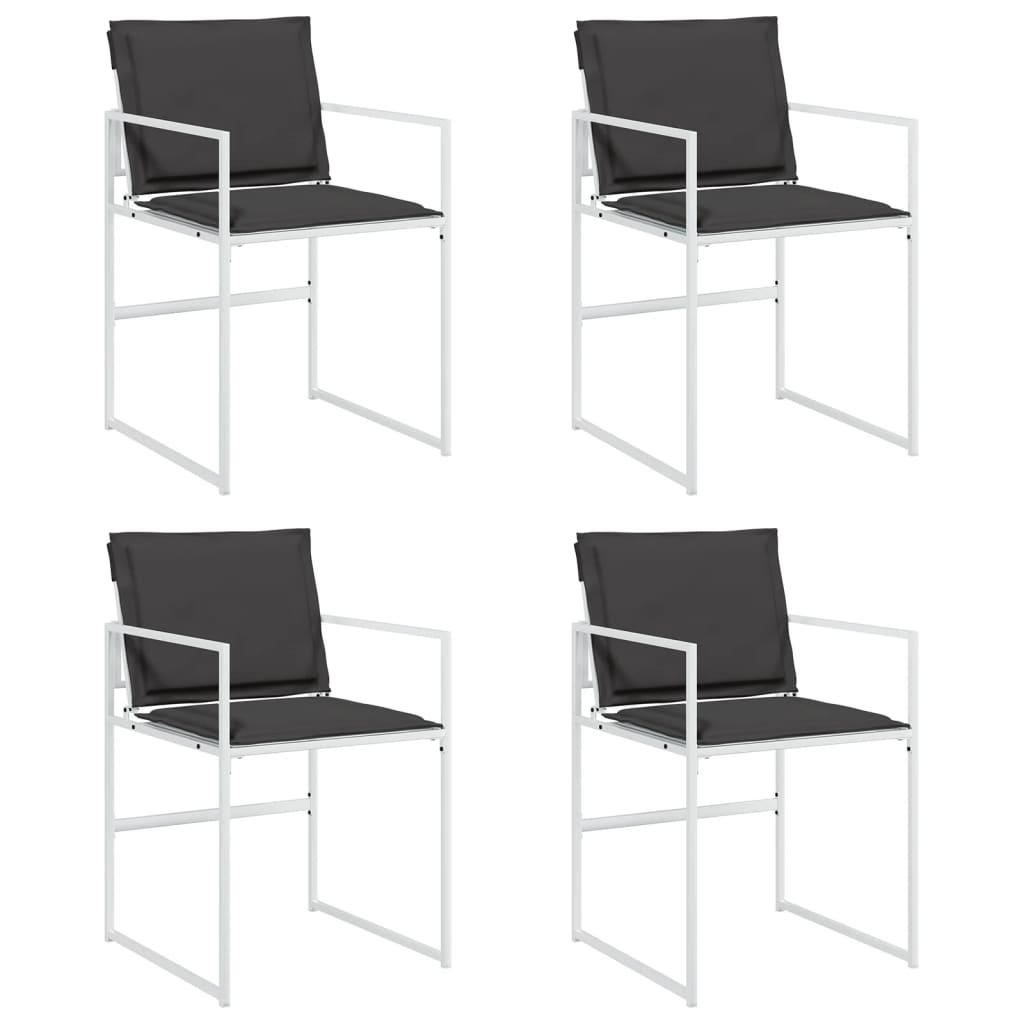 vidaXL Tuinstoelen 4 st met kussens staal en textileen zwart