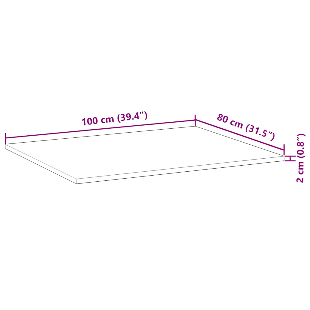 vidaXL Tafelblad rechthoekig 60x50x2 cm massief acaciahout