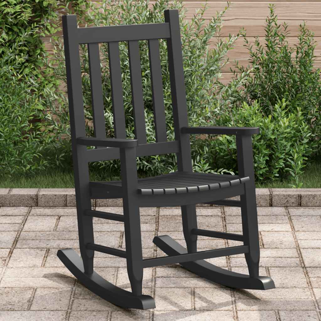 vidaXL Chaises à bascule pour enfants 2 pcs en bois de peuplier massif noir