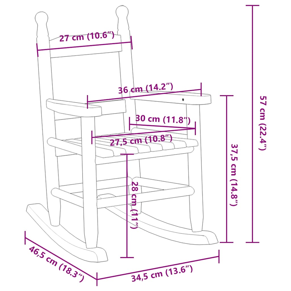 vidaXL Schommelstoelen 2 st voor kinderen massief populierenhout wit