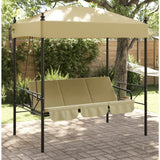 vidaXL Swing Seat with Canopy Steel Sand-coloured