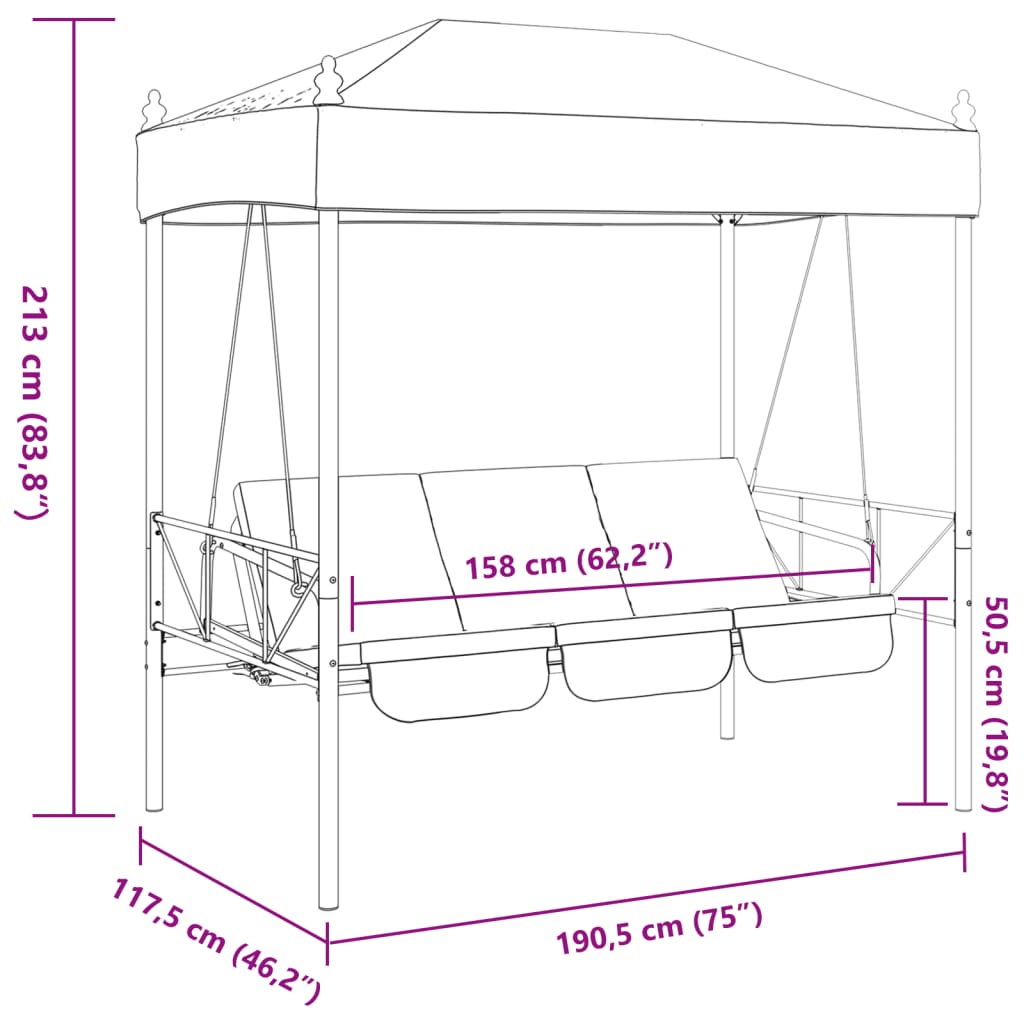 vidaXL Swing Seat with Canopy Steel Sand-coloured