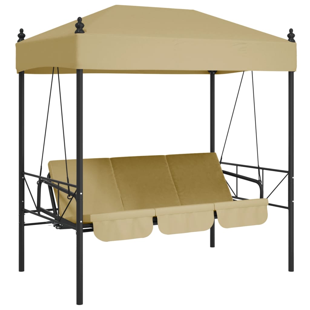 vidaXL Swing Seat with Canopy Steel Sand-coloured