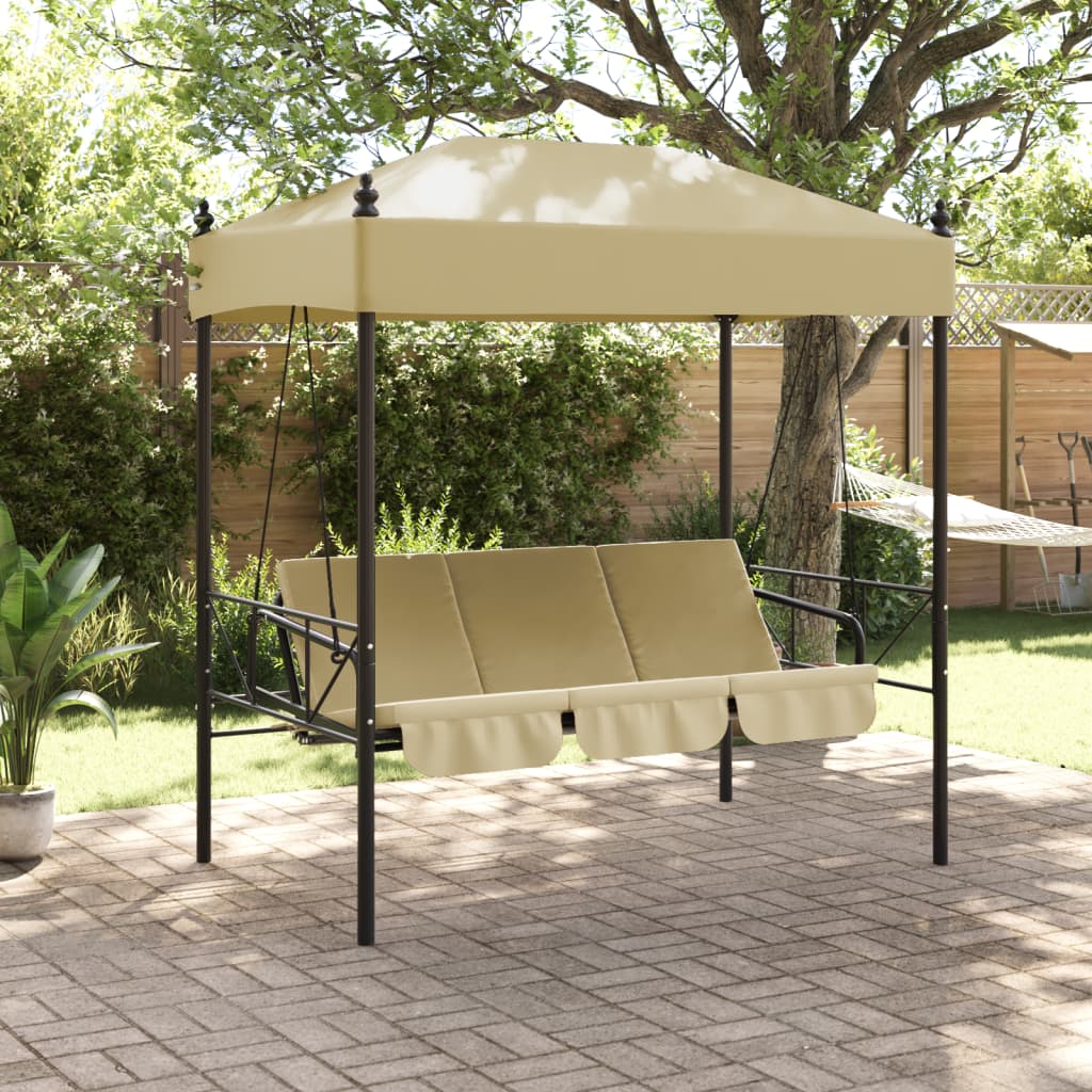 vidaXL Swing Seat with Canopy Steel Sand-coloured