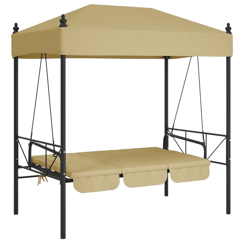 vidaXL Swing Seat with Canopy Steel Sand-coloured